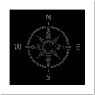 WIND ROSE STORMY Black And White, Retro Design, Posters and Art